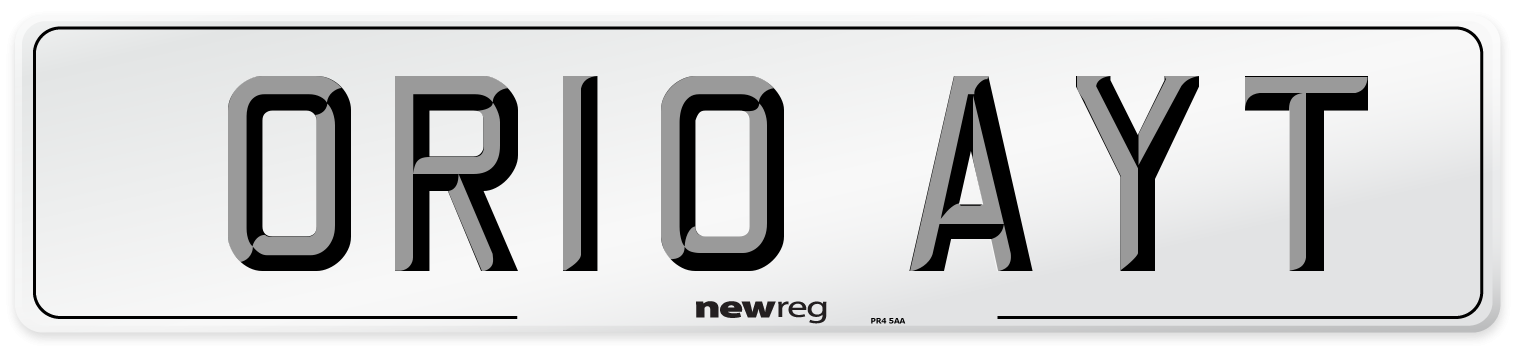 OR10 AYT Number Plate from New Reg